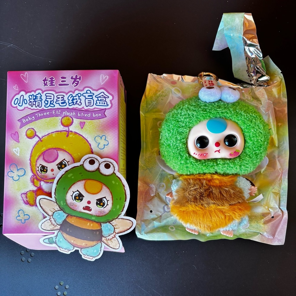 Baby Three Elf Plush Series Blind Box Confirmed Dragonfly with Moveable Eyes